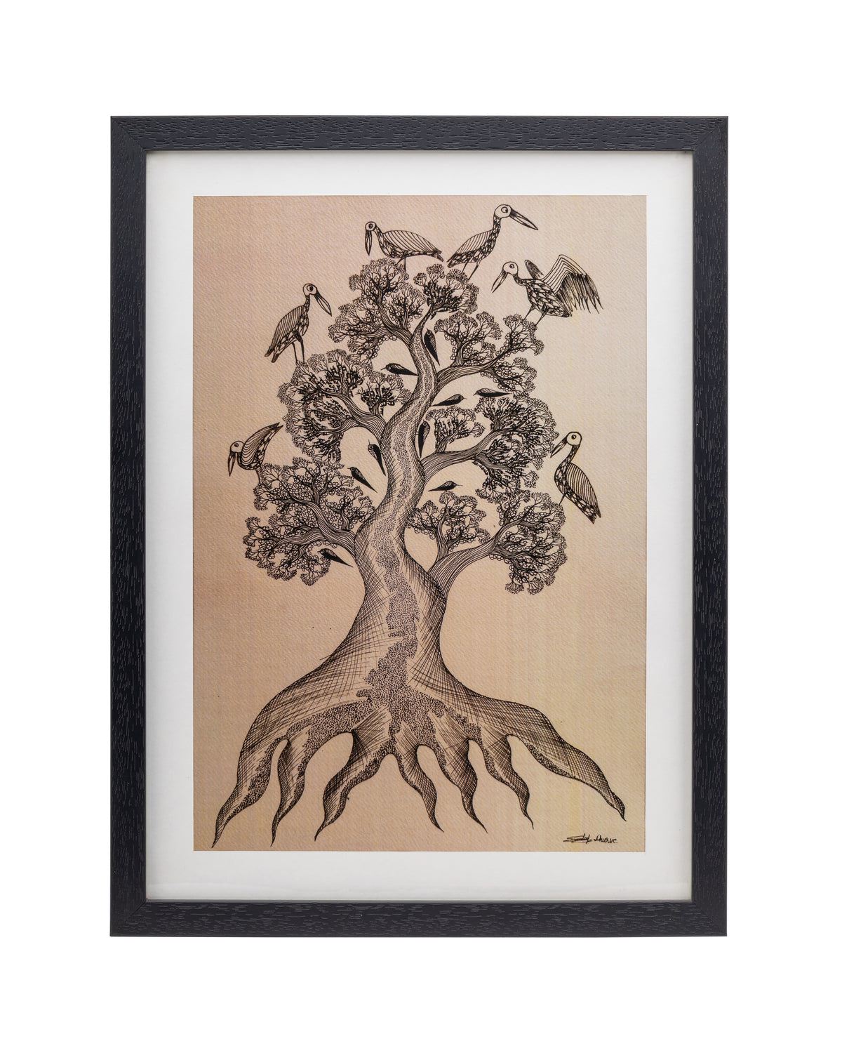 Art Print Frame - Tree with Open-billed Stork (Large)