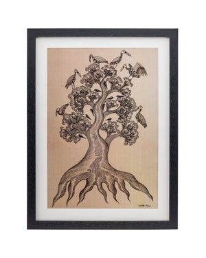 Art Print Frame - Tree with Open-billed Stork (Medium)